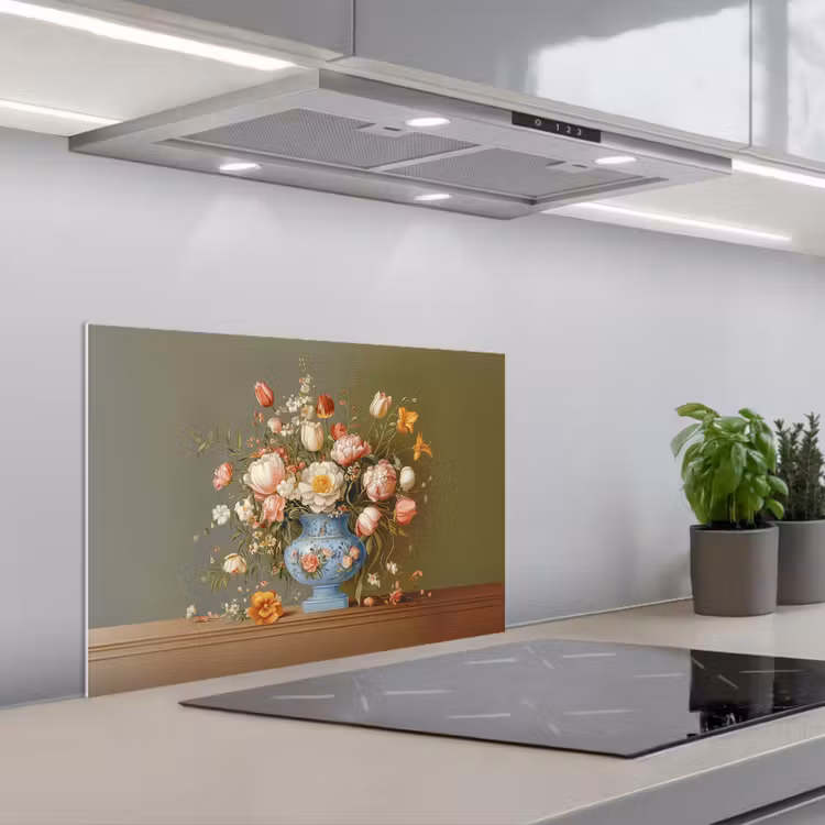 Neutral - Bloemen - Boeket - Vaas keuken achterwand spatscherm klein -3d_schuin