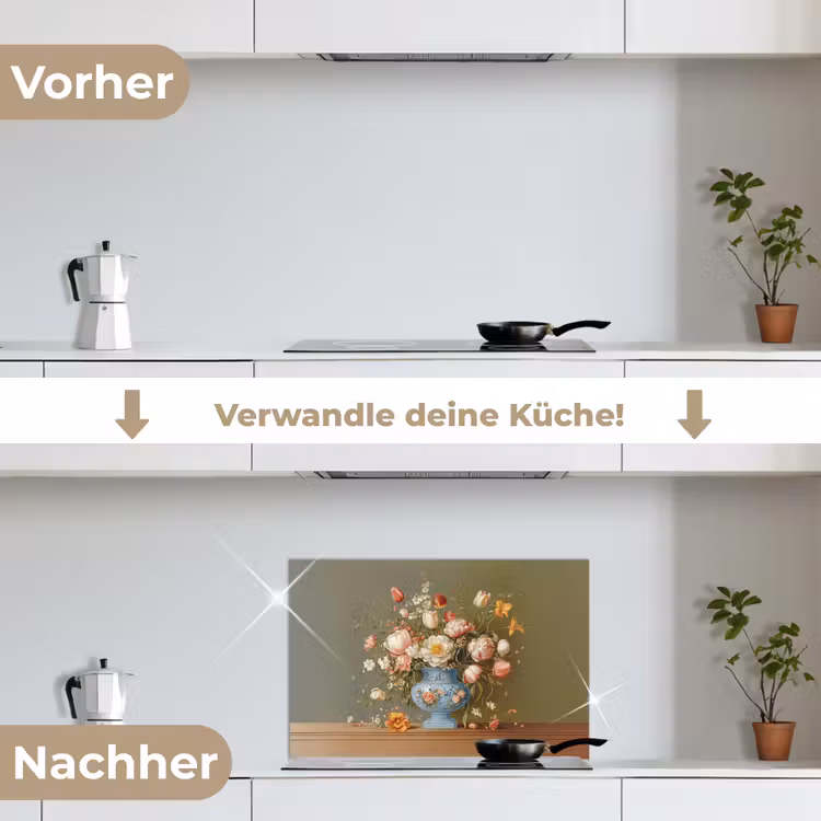 Neutral - Bloemen - Boeket - Vaas keuken achterwand spatscherm klein -voor_na_DE