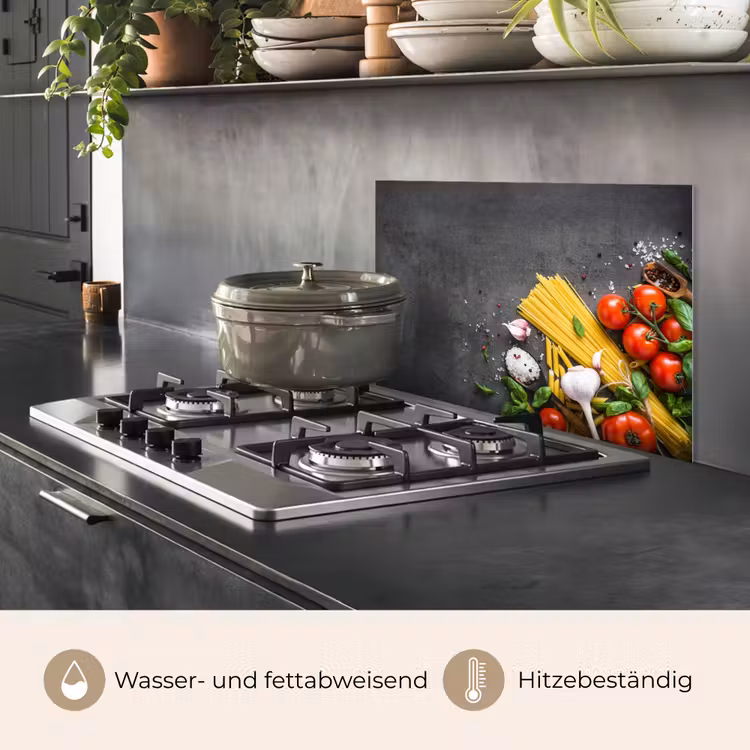 Pasta - Kruiden - Tomaat - Specerijen - Rustiek keuken achterwand spatscherm klein -usp_DE