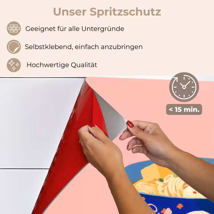Noodles - Kom - Blauw - Illustratie keuken achterwand spatscherm klein -spatscherm_DE