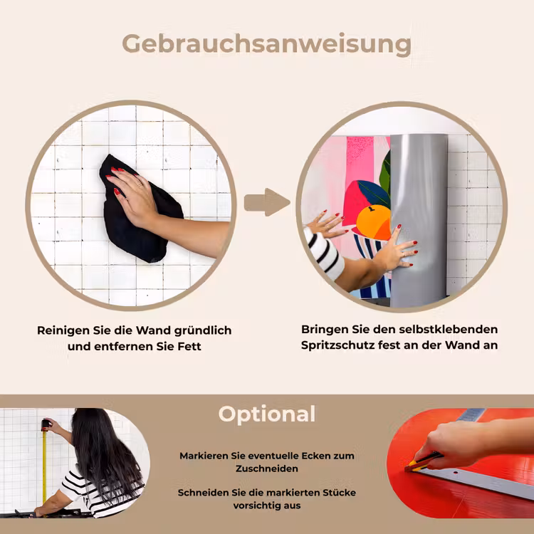 Fruit - Abstracte achtergrond - Roze keuken achterwand spatscherm klein -gebruiksaanwijzing_DE