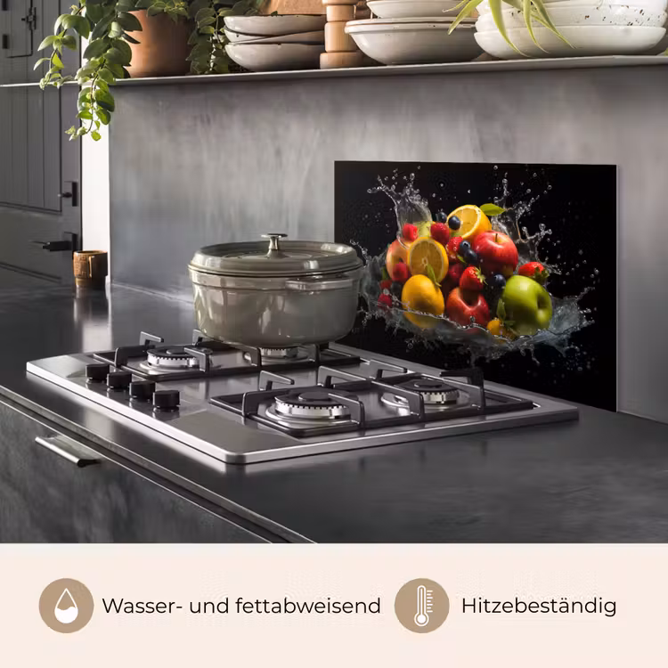 Fruit - Appel - Sinaasappel - Rode vruchten - Water keuken achterwand spatscherm klein -usp_DE