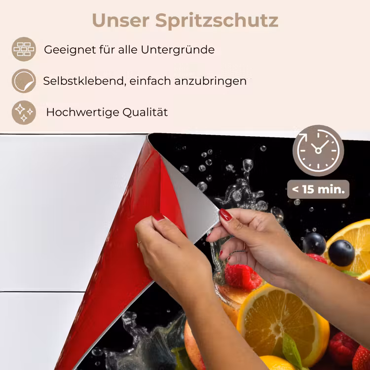 Fruit - Appel - Sinaasappel - Rode vruchten - Water keuken achterwand spatscherm klein -spatscherm_DE