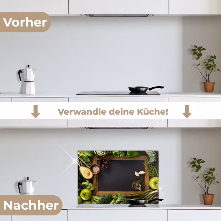 Fruit - Krijtbord - Groente keuken achterwand spatscherm klein -voor_na_DE