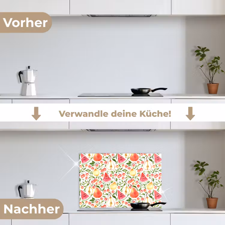 Fruit - Watermeloen - Kersen - Peer keuken achterwand spatscherm klein 900 -voor_na_DE