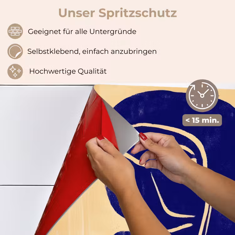 Okergeel - Blauw - Eenvoudige lijnen keuken achterwand spatscherm klein -spatscherm_DE