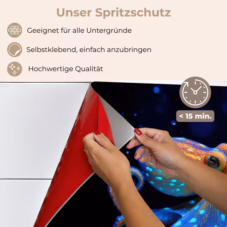 Octopus - Stippen - Blauw - Zee keuken achterwand spatscherm klein -spatscherm_DE