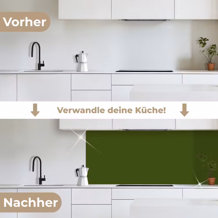Olive - Drab - Groen keuken achterwand 2 middel 871 -voor-na_DE