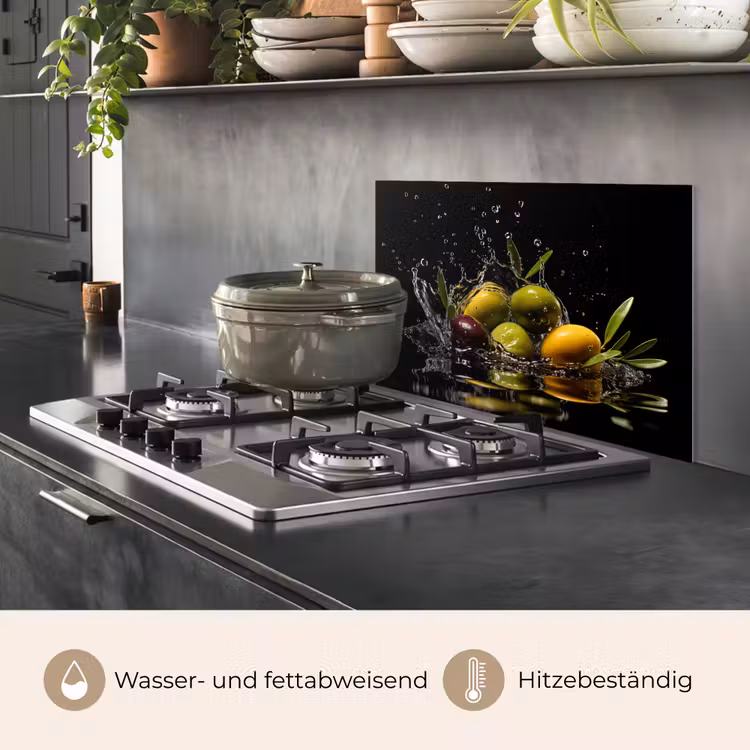 Olijven - Groen - Water - Zwart keuken achterwand spatscherm klein -usp_DE