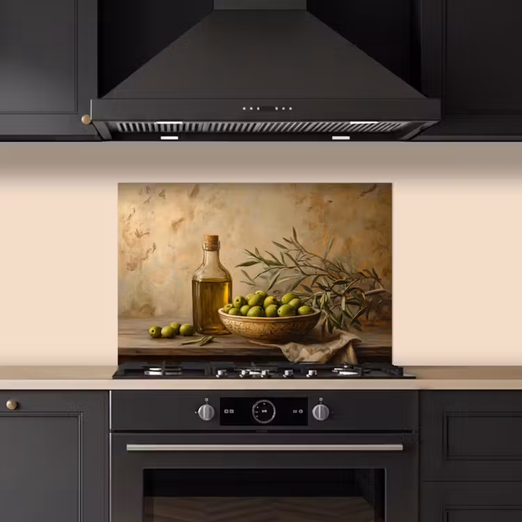 Olijven - Stilleven - Vintage keuken achterwand spatscherm klein -sfeer1