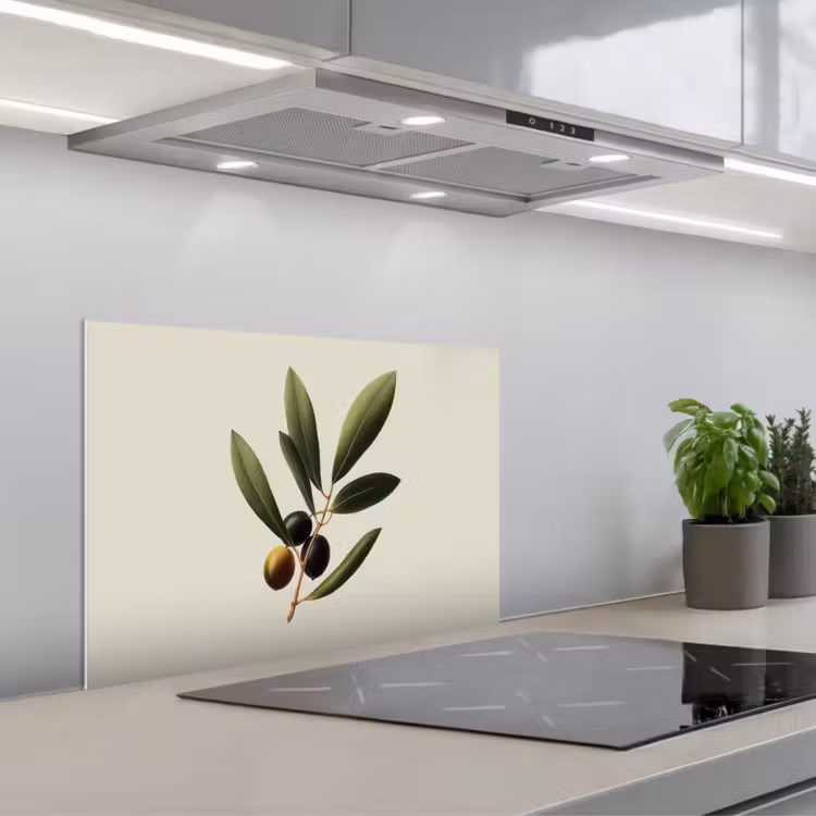 Olijftak - Donkergroen - Olijven keuken achterwand spatscherm klein -3d_schuin