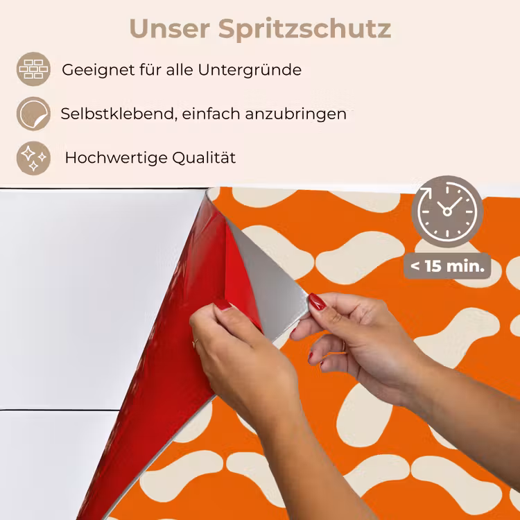 Oranje - Organische vormen - Wit keuken achterwand spatscherm klein 900 -spatscherm_DE