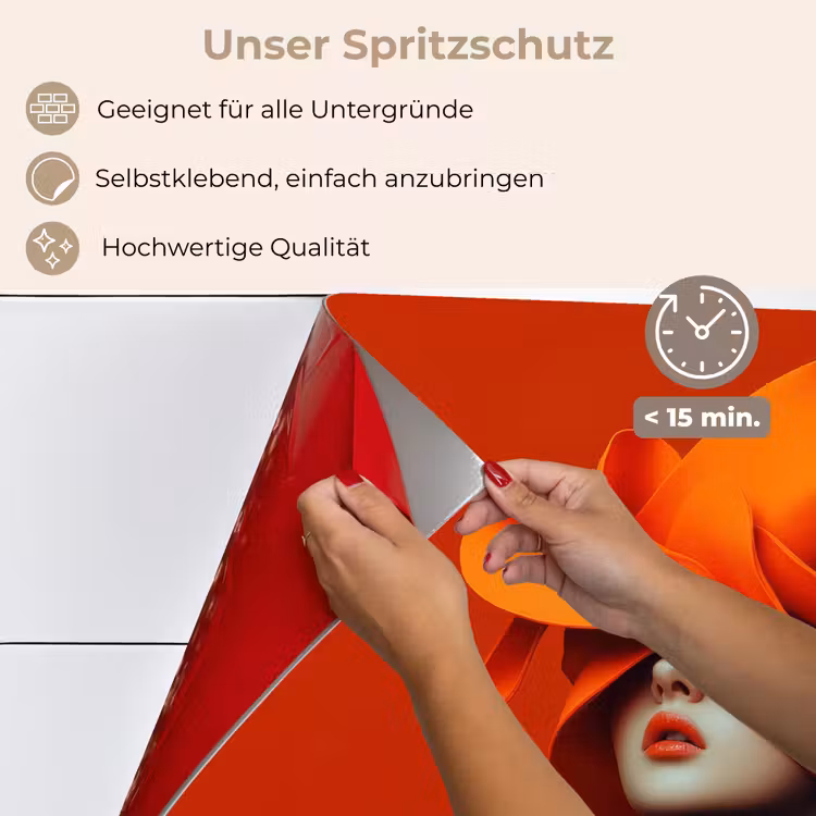 Oranje - Hoed - Vrouw keuken achterwand spatscherm klein -spatscherm_DE