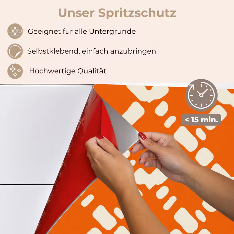 Oranje - Ruitpatroon - Wit keuken achterwand spatscherm klein 900 -spatscherm_DE