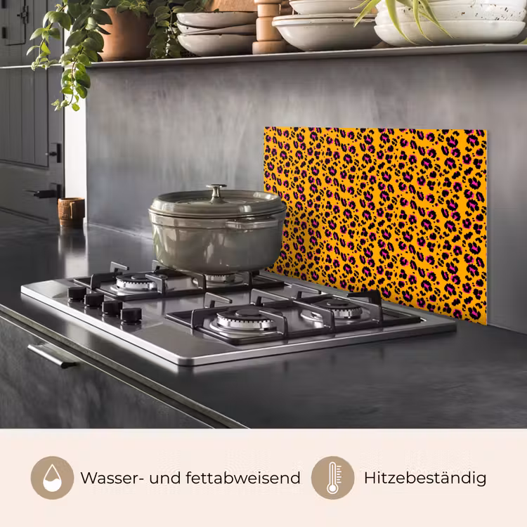 Oranje - Roze - Panterprint keuken achterwand spatscherm klein 900 -usp_DE