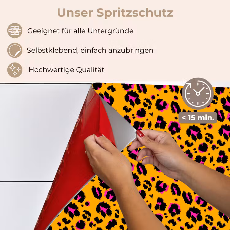 Oranje - Roze - Panterprint keuken achterwand spatscherm klein 900 -spatscherm_DE