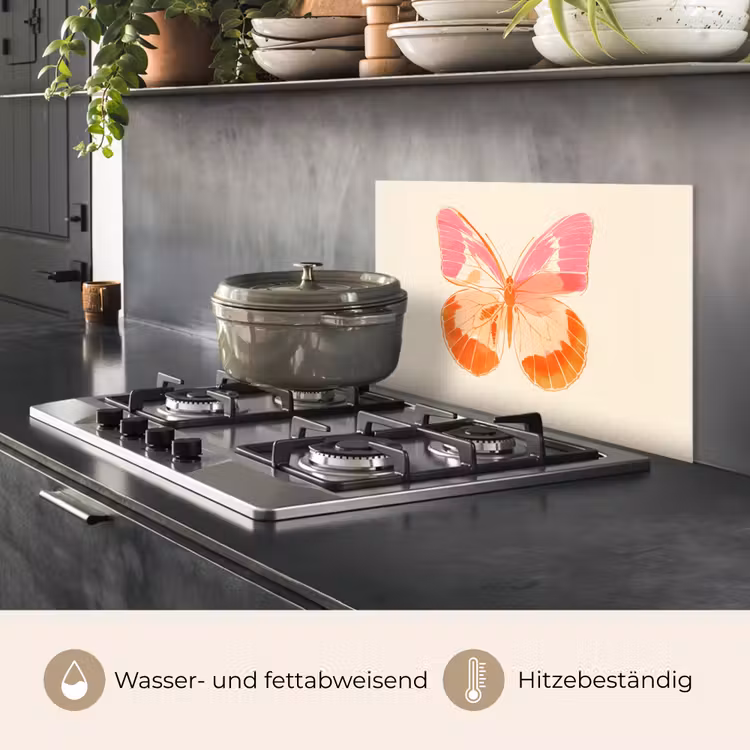 Oranje - Vlinder - Minimalistisch keuken achterwand spatscherm klein -usp_DE