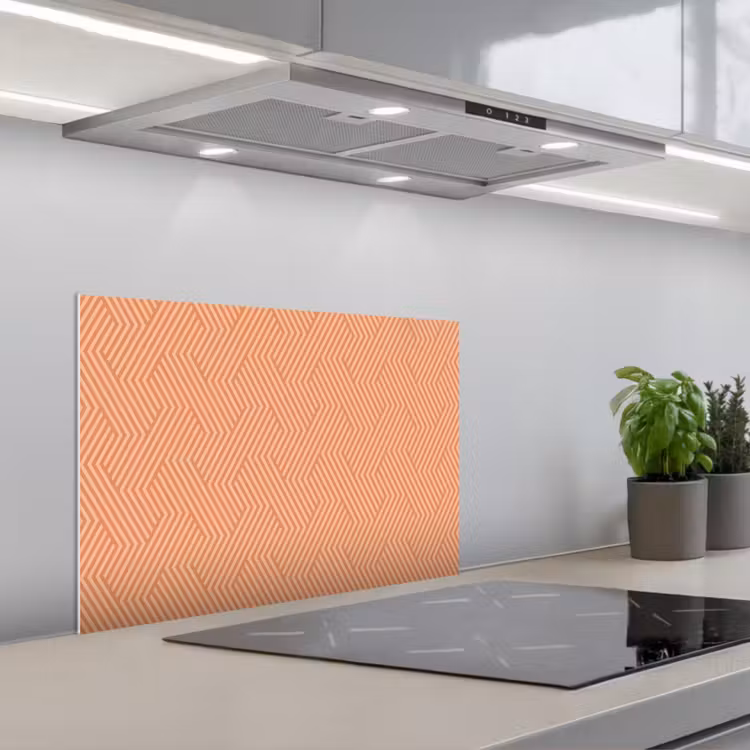 Oranje - Strepen - Patroon keuken achterwand spatscherm klein 900 -3d_schuin