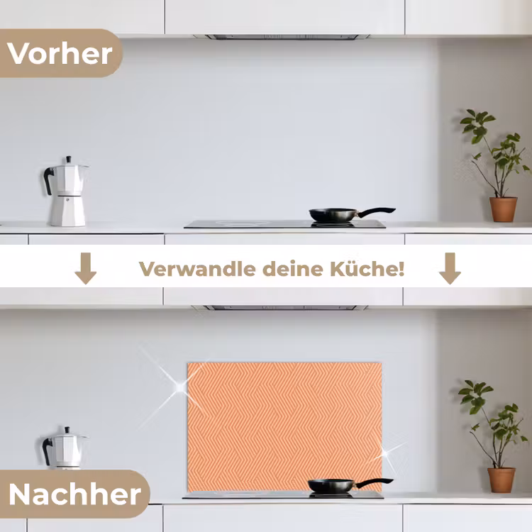 Oranje - Strepen - Patroon keuken achterwand spatscherm klein 900 -voor_na_DE