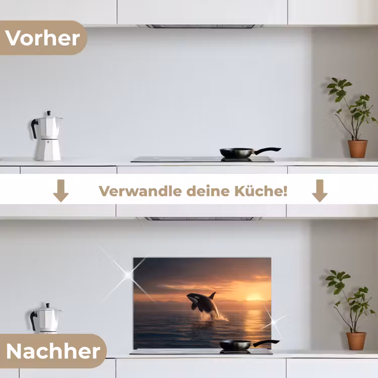 Orka - Zee - Zonsondergang keuken achterwand spatscherm klein -voor_na_DE