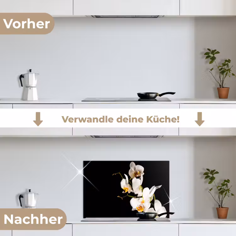 Orchidee - Bloemen - Planten - Botanisch keuken achterwand spatscherm klein -voor_na_DE