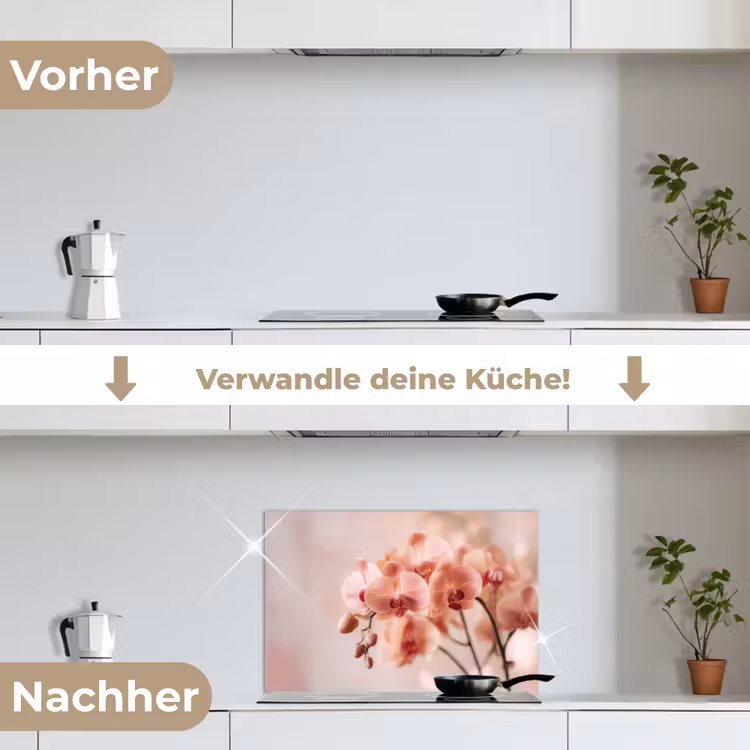 Orchidee - Bloemen - Roze - Bloemblaadjes keuken achterwand spatscherm klein -voor_na_DE