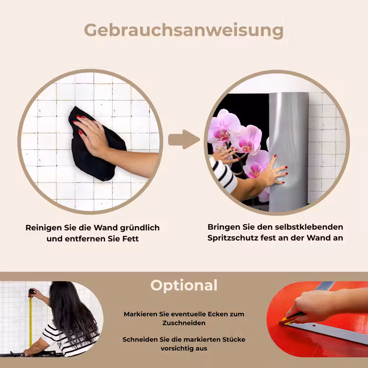Orchidee - Bloemen - Roze - Flora keuken achterwand spatscherm klein -gebruiksaanwijzing_DE