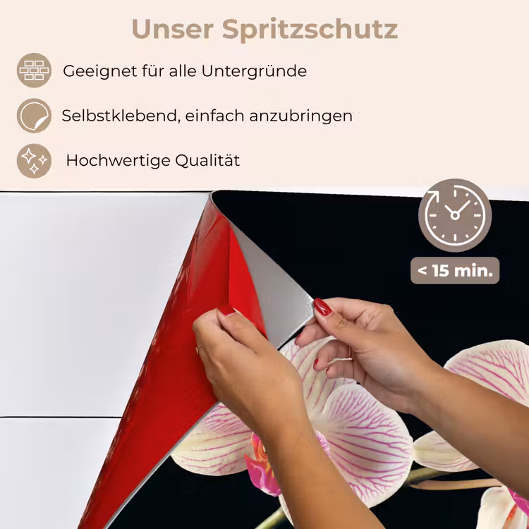 Orchidee - Bloemen - Zwart - Roze - Knoppen keuken achterwand spatscherm klein -spatscherm_DE