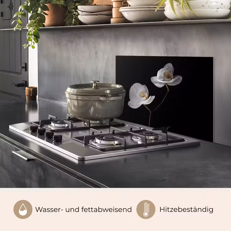 Orchidee - Bloemen - Zwart - Wit - Stilleven keuken achterwand spatscherm klein -usp_DE