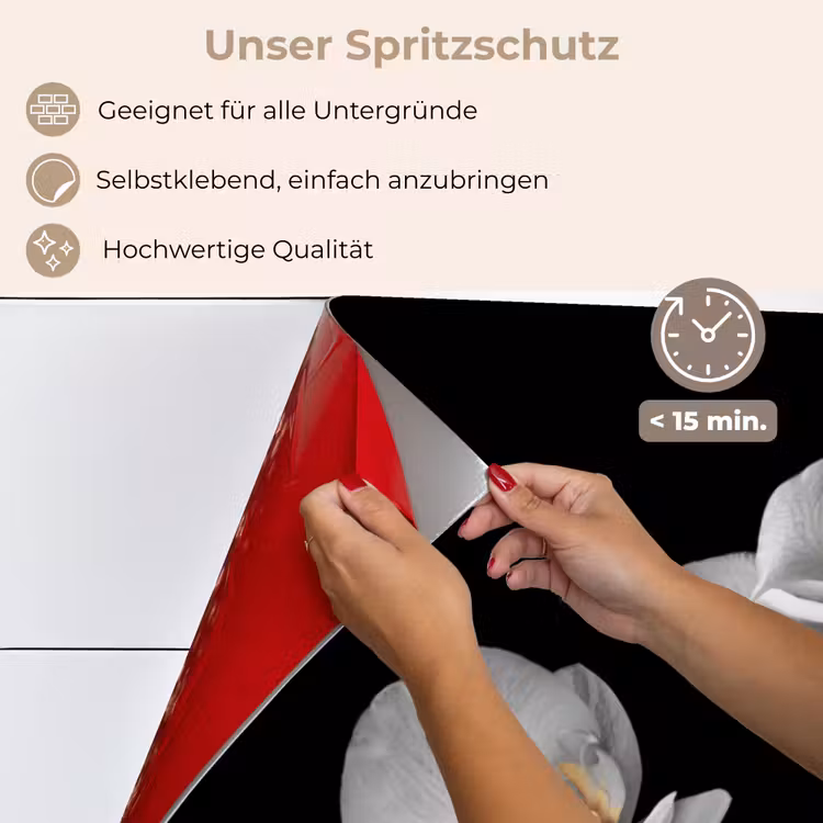 Orchidee - Bloemen - Zwart - Wit - Stilleven keuken achterwand spatscherm klein -spatscherm_DE