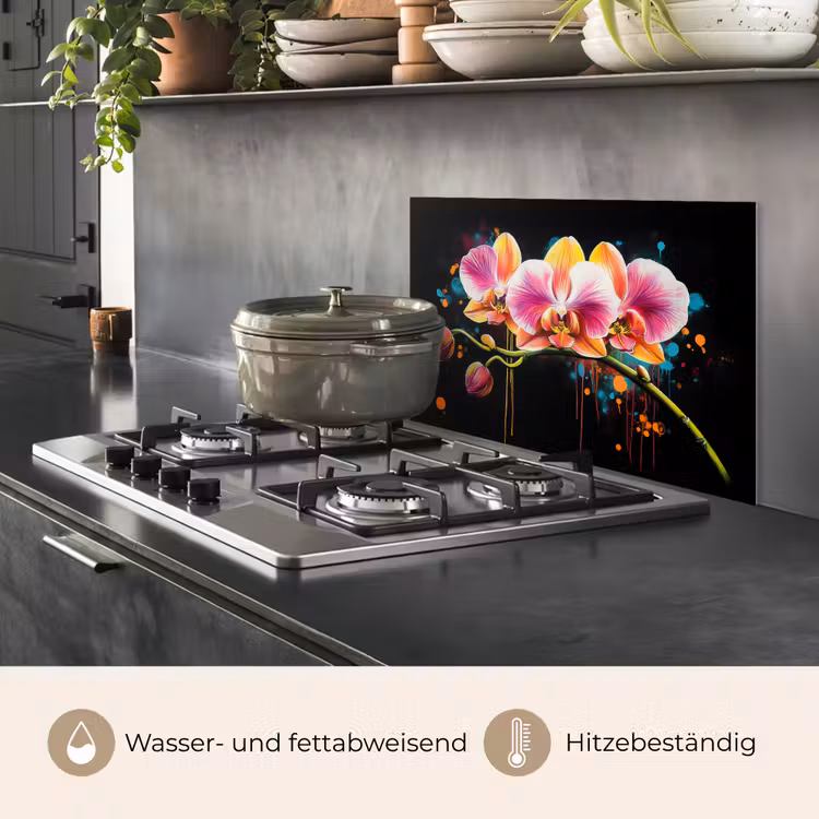 Orchidee - Graffiti - Kleurrijk - Bloemen - Abstract keuken achterwand spatscherm klein -usp_DE