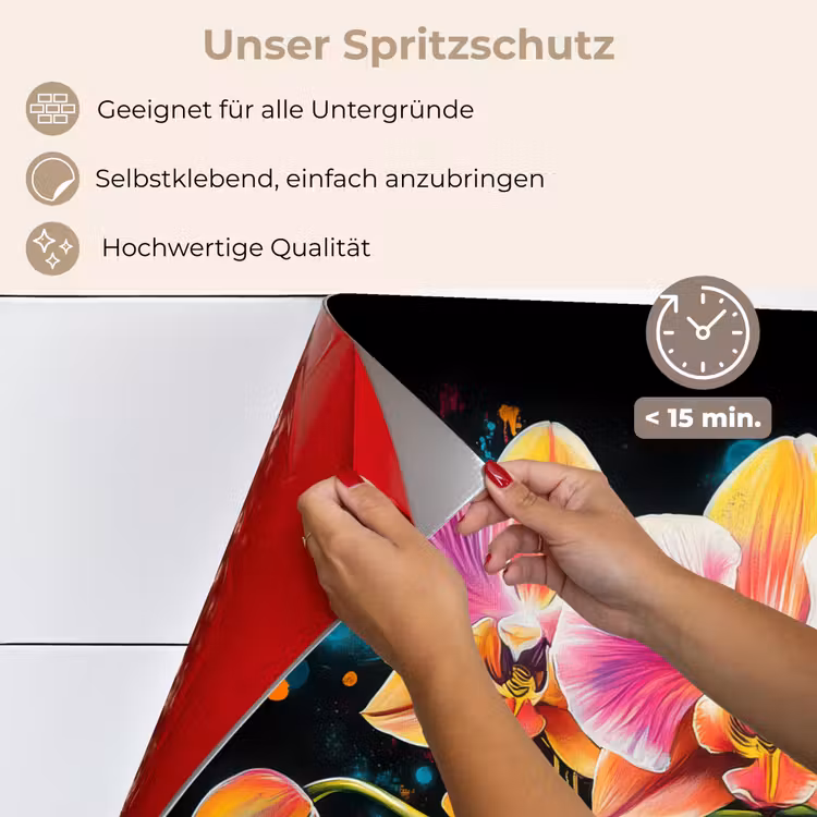 Orchidee - Graffiti - Kleurrijk - Bloemen - Abstract keuken achterwand spatscherm klein -spatscherm_DE