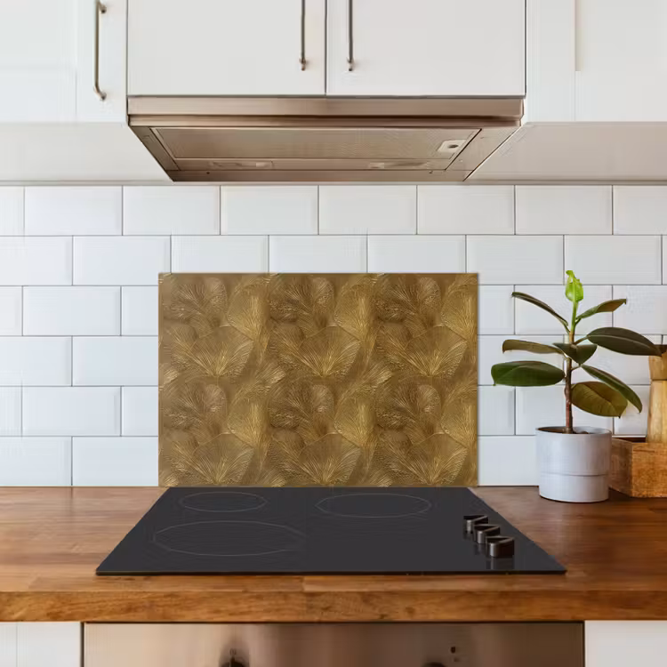 Organisch - Lijnen - Goud keuken achterwand spatscherm klein 900 -sfeer2
