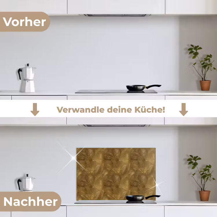 Organisch - Lijnen - Goud keuken achterwand spatscherm klein 900 -voor_na_DE
