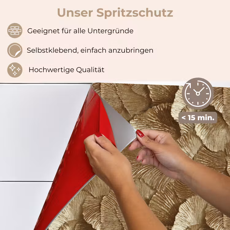 Organisch - Patroon - Bladeren - Goud keuken achterwand spatscherm klein 900 -spatscherm_DE