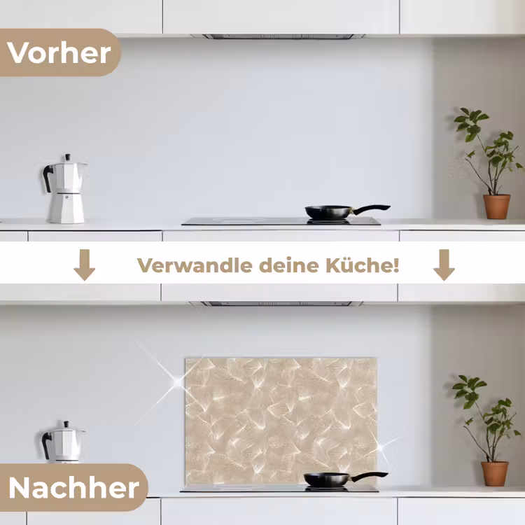 Organisch - Textuur - Beige keuken achterwand spatscherm klein 900 -voor_na_DE