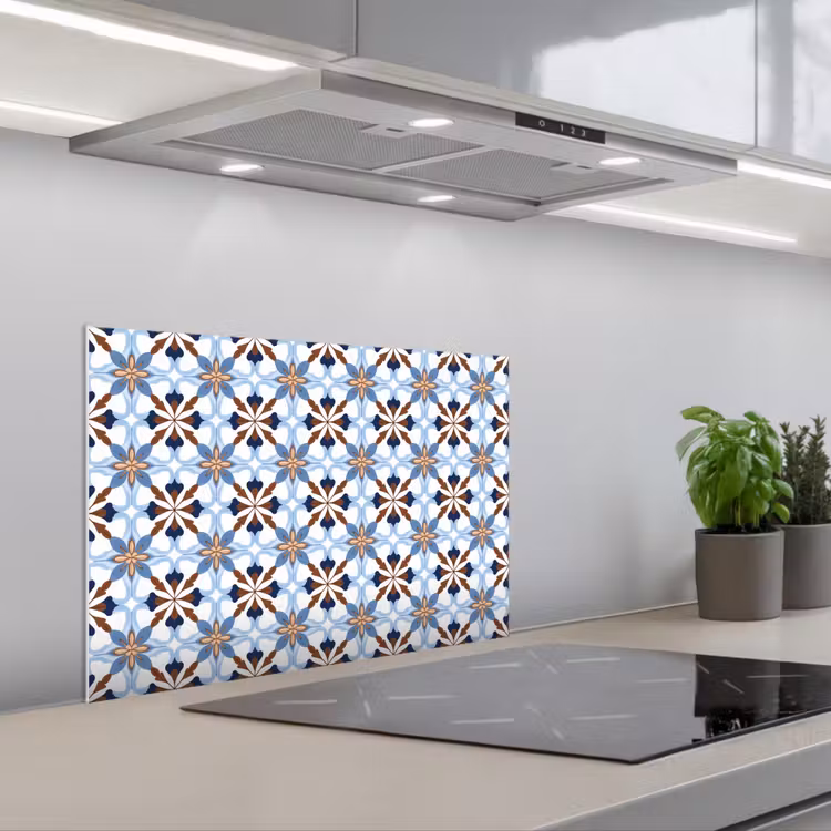 Ornament - Tegel - Kleurrijk keuken achterwand spatscherm klein 900 -3d_schuin
