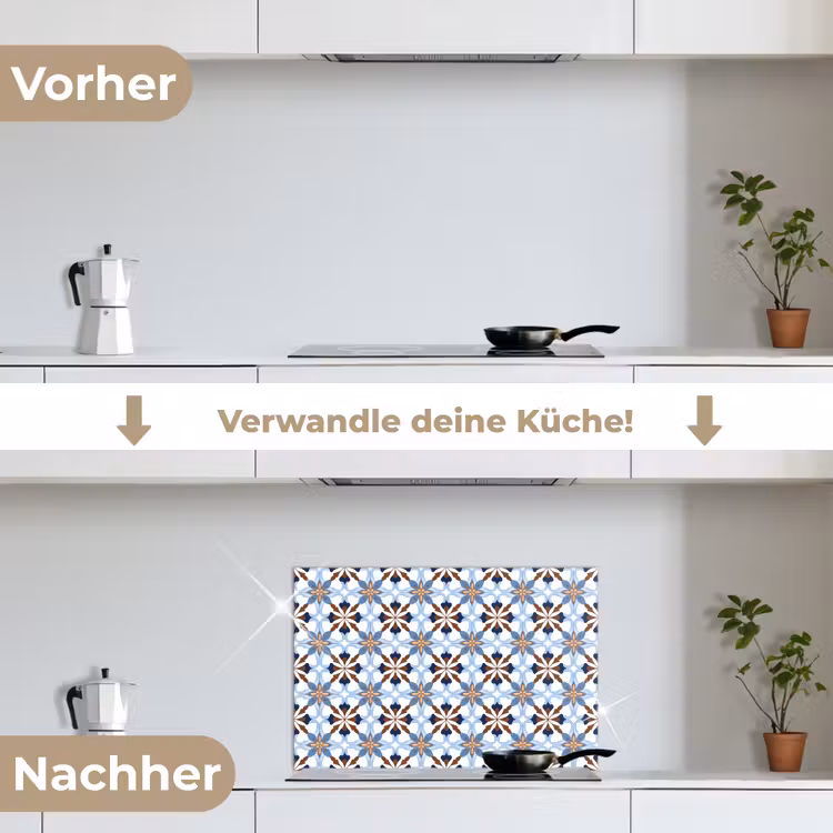 Ornament - Tegel - Kleurrijk keuken achterwand spatscherm klein 900 -voor_na_DE