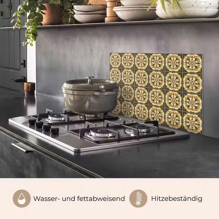 Ornament - Patroon - Groen keuken achterwand spatscherm klein 900 -usp_DE