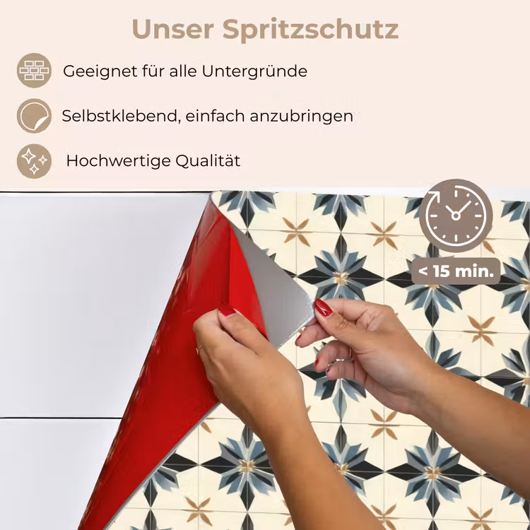 Sierlijk - Ornament - Blauw keuken achterwand spatscherm klein 900 -spatscherm_DE