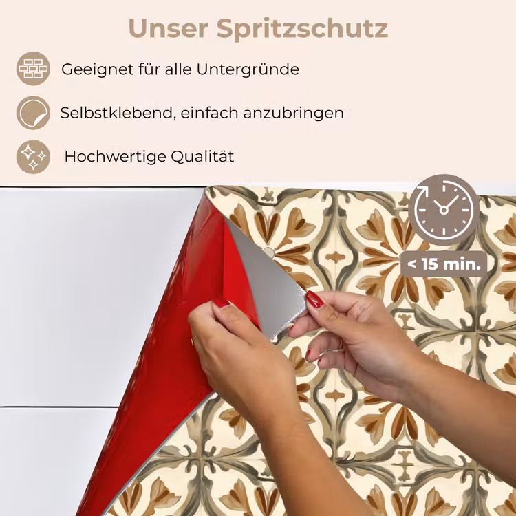 Siertegel - Patroon - Bruin keuken achterwand spatscherm klein 900 -spatscherm_DE