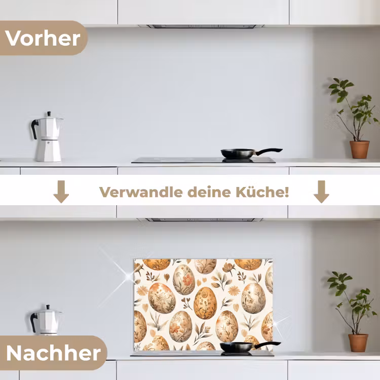 Paaseieren - Bruin - Bloemen keuken achterwand spatscherm klein -voor_na_DE