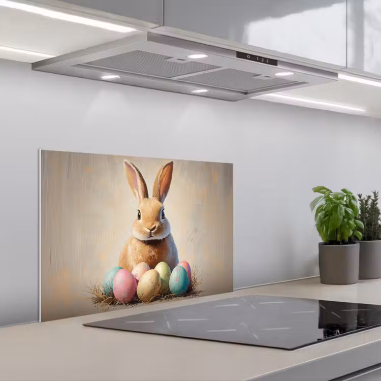 Paashaas - Pastel - Eieren keuken achterwand spatscherm klein -3d_schuin