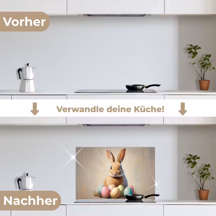 Paashaas - Pastel - Eieren keuken achterwand spatscherm klein -voor_na_DE
