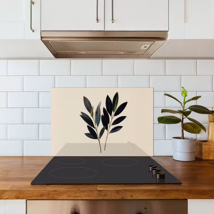 Ovaalvormige bladeren - Diep groen - Symmetrisch keuken achterwand spatscherm klein -sfeer2