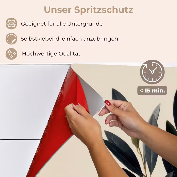Ovaalvormige bladeren - Diep groen - Symmetrisch keuken achterwand spatscherm klein -spatscherm_DE