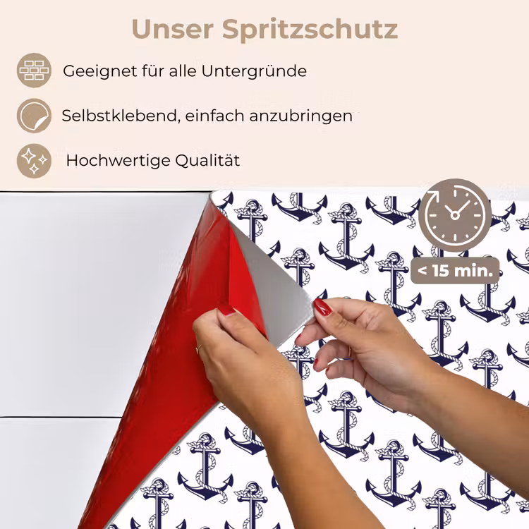 Oceaan - Anker - Blauw - Wit keuken achterwand spatscherm klein 900 -spatscherm_DE