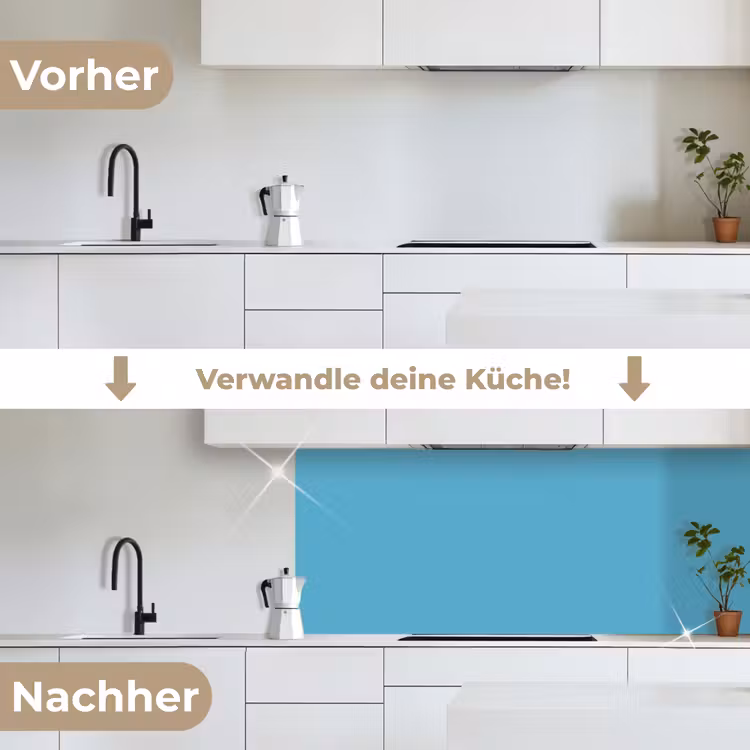 Ocean - Teal - Blauw keuken achterwand 2 middel 871 -voor-na_DE