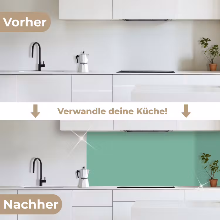 Ocean - Jade - Groen keuken achterwand 2 middel 871 -voor-na_DE