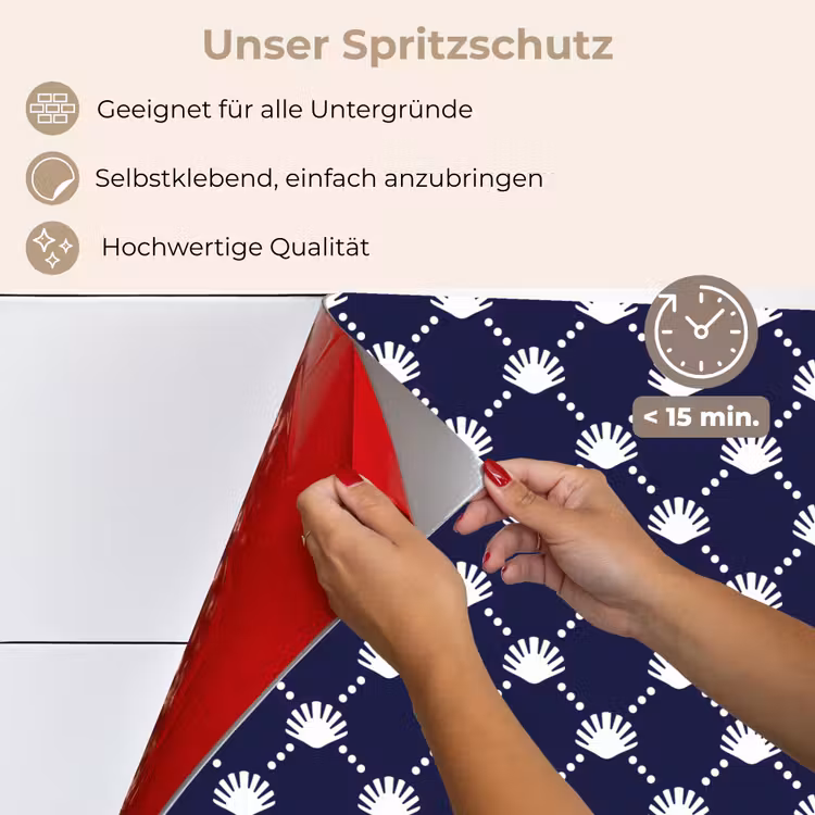 Oceaan - Schelp - Blauw - Wit keuken achterwand spatscherm klein 900 -spatscherm_DE